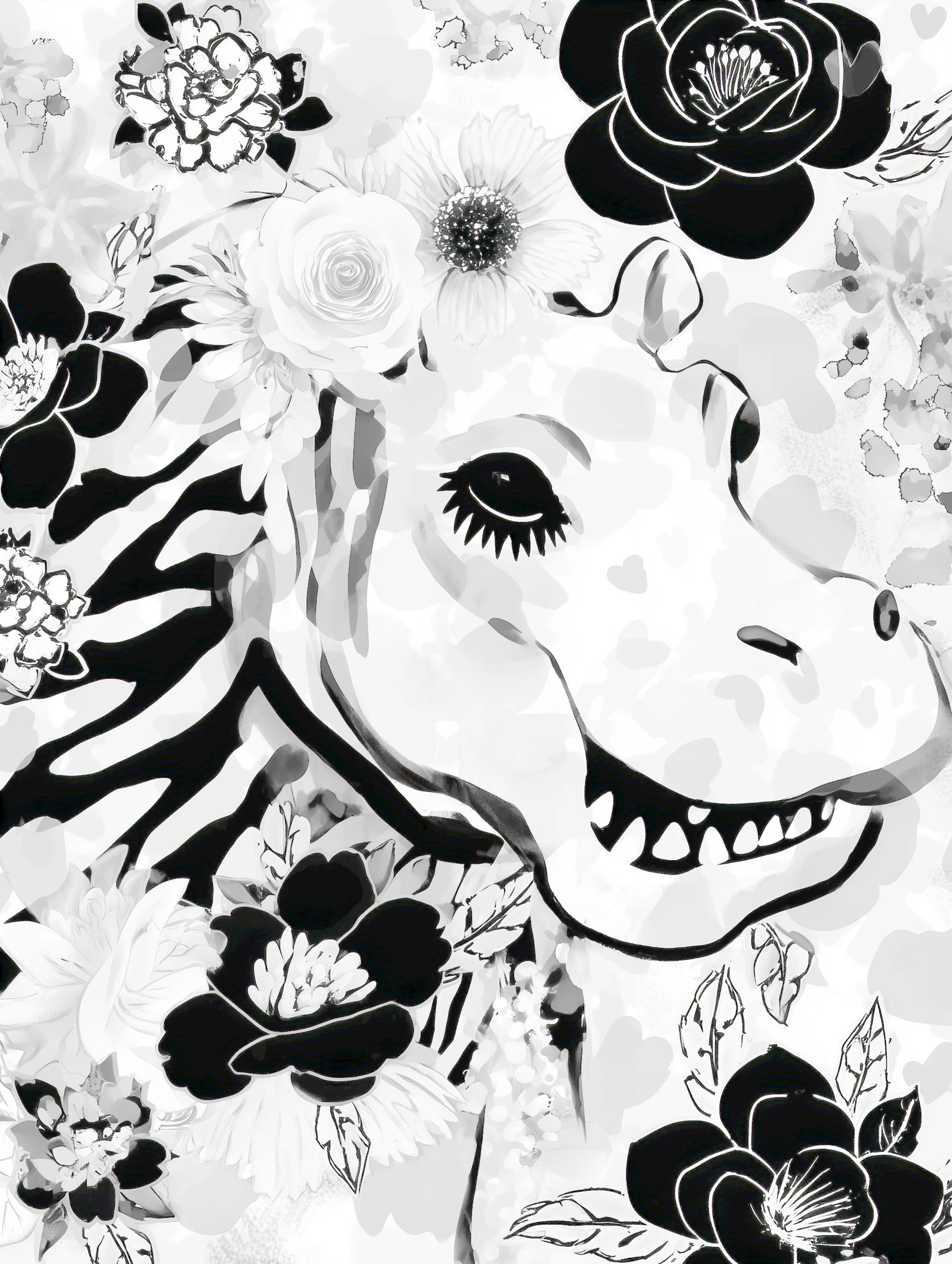 Free printable hippo coloring page featuring smiling hippo side view